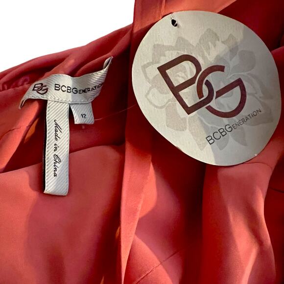 NWT BCBG Generation Women Pink Pleated Sleeveless Chiffon Rhinestone Size 12 - Picture 4 of 5